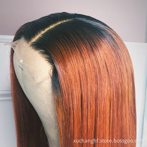 Remy Glueless Full Lace Frontal Wig Ombre Human Hair Wigs PrePlucked Cuticle Aligned Brazilian Highlight Color Lace Front Wigs